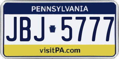 PA license plate JBJ5777
