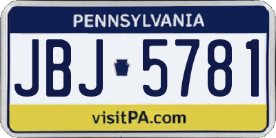 PA license plate JBJ5781