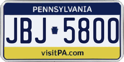 PA license plate JBJ5800