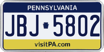 PA license plate JBJ5802