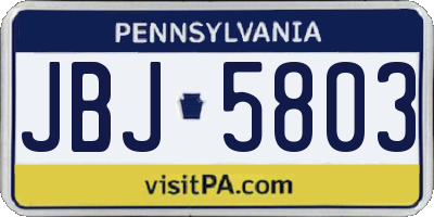 PA license plate JBJ5803