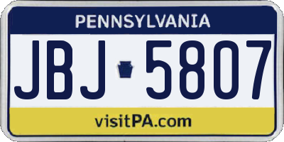 PA license plate JBJ5807