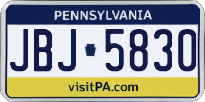 PA license plate JBJ5830
