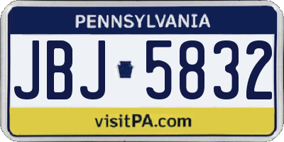 PA license plate JBJ5832