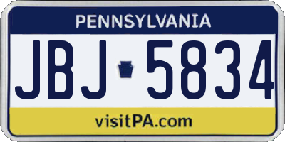 PA license plate JBJ5834