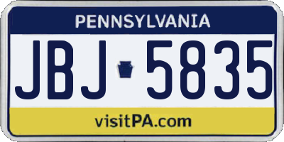 PA license plate JBJ5835