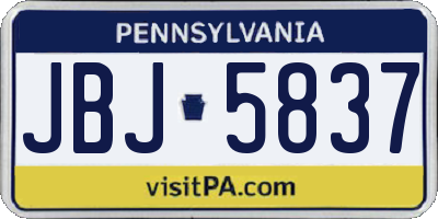 PA license plate JBJ5837