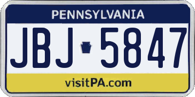 PA license plate JBJ5847