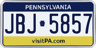 PA license plate JBJ5857