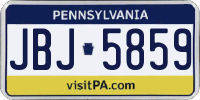 PA license plate JBJ5859
