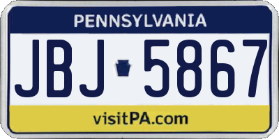 PA license plate JBJ5867