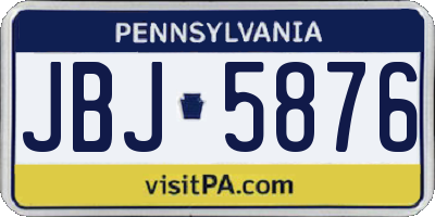 PA license plate JBJ5876