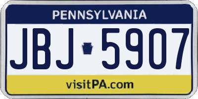PA license plate JBJ5907