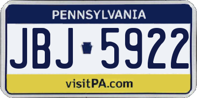 PA license plate JBJ5922