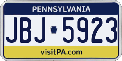 PA license plate JBJ5923
