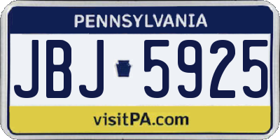 PA license plate JBJ5925