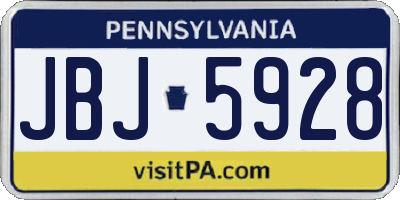 PA license plate JBJ5928