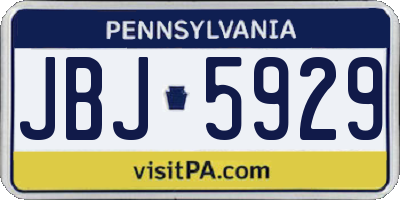 PA license plate JBJ5929