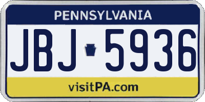 PA license plate JBJ5936
