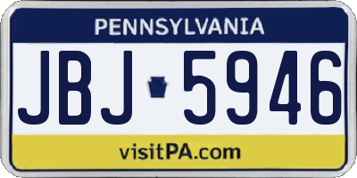 PA license plate JBJ5946