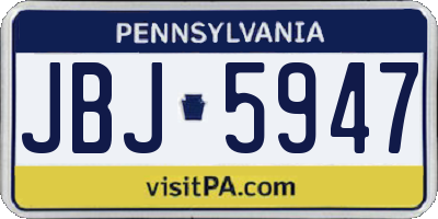 PA license plate JBJ5947