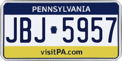 PA license plate JBJ5957
