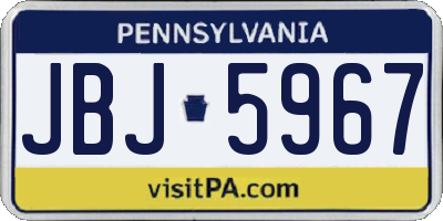 PA license plate JBJ5967