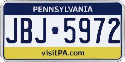 PA license plate JBJ5972