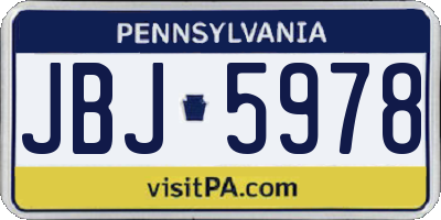 PA license plate JBJ5978
