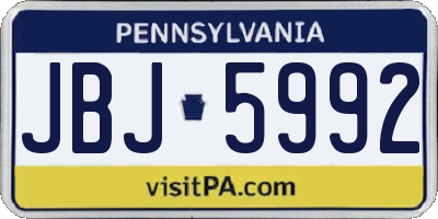 PA license plate JBJ5992