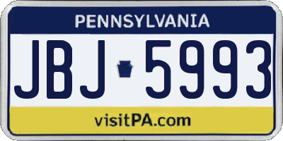 PA license plate JBJ5993