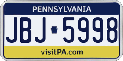 PA license plate JBJ5998