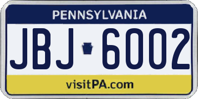 PA license plate JBJ6002
