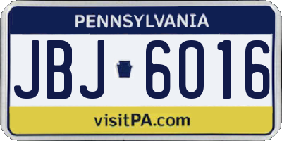 PA license plate JBJ6016