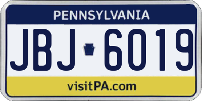 PA license plate JBJ6019