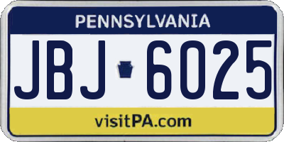 PA license plate JBJ6025