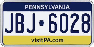 PA license plate JBJ6028