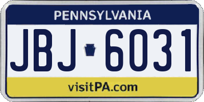 PA license plate JBJ6031