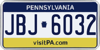 PA license plate JBJ6032