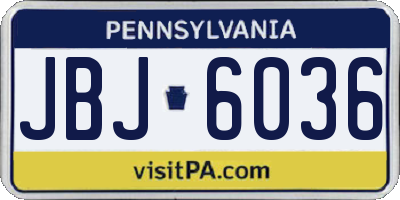 PA license plate JBJ6036