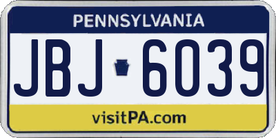 PA license plate JBJ6039