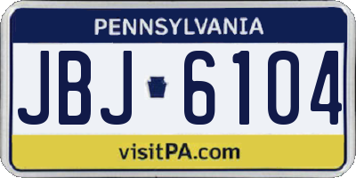 PA license plate JBJ6104