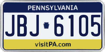 PA license plate JBJ6105