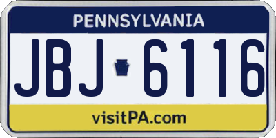 PA license plate JBJ6116