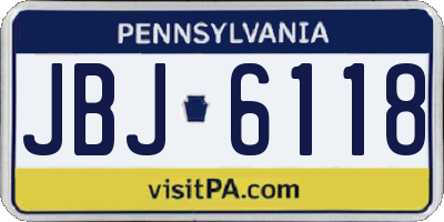 PA license plate JBJ6118