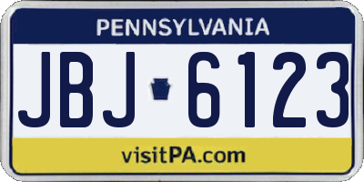 PA license plate JBJ6123