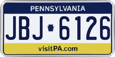 PA license plate JBJ6126
