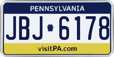 PA license plate JBJ6178