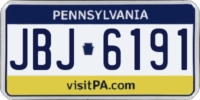 PA license plate JBJ6191