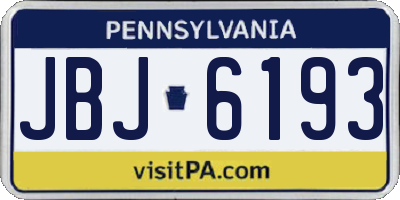 PA license plate JBJ6193